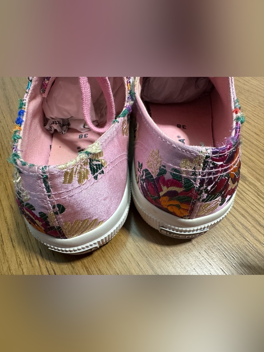 Superga 2750 Korelaw sneakers in pink satin with floral embroidery. - Picture 4 of 8